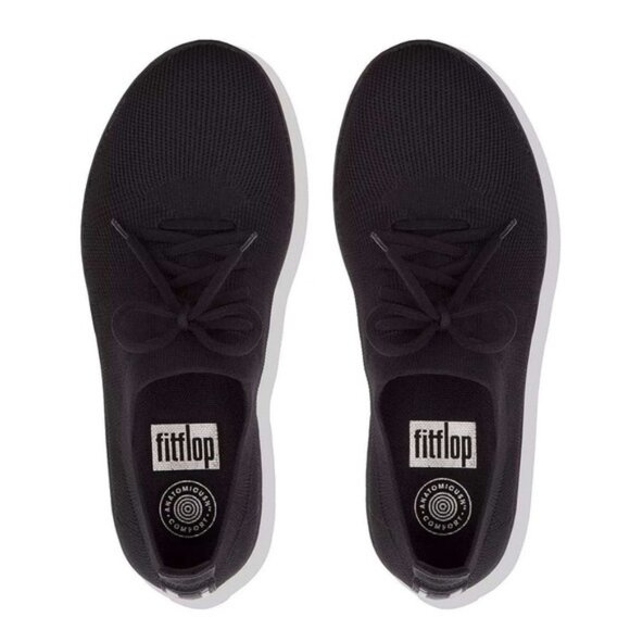 Fitflop casual laced black sneakers size 6 - Picture 1 of 3